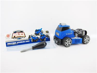 惯性功能DIY自装积木   城市警察拖车 - OBL820095