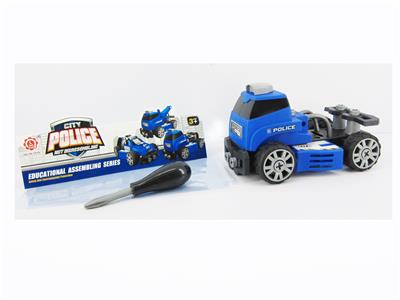 惯性功能DIY自装积木   城市警察油管车 - OBL820107