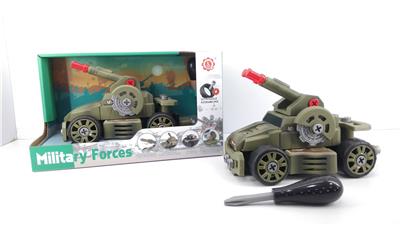 滑行功能DIY自装积木军事系列高射炮车（不带人物） - OBL820114