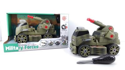 滑行功能DIY自装积木军事系列高射炮运输车（不带人物） - OBL820118