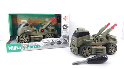 INERTIAL FUNCTION DIY SELF LOADING BUILDING BLOCK MILITARY SERIES DOUBLE ROW ANTI-AIRCRAFT GUN TRANSPORT VEHICLE (WITHOUT PERSON) - OBL820136