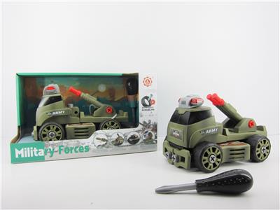 SLIDING FUNCTION WITH LIGHT MUSIC DIY SELF LOADING BUILDING BLOCK MILITARY SERIES SINGLE ROW DOUBLE ANTI-AIRCRAFT TRANSPORT VEHICLE (WITHOUT CHARACTERS) - OBL820144