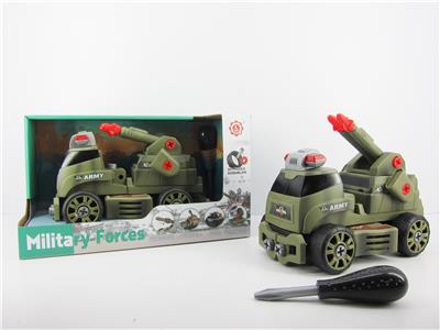 惯性功能带灯光音乐DIY自装积木军事系列火箭炮运输车（不带人物） - OBL820149