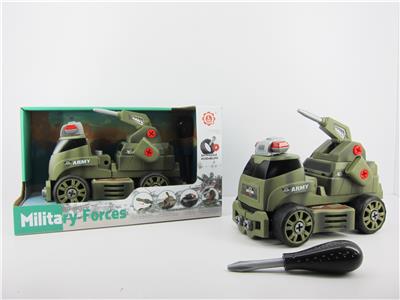 惯性功能带灯光音乐DIY自装积木军事系列激光炮运输车（不带人物） - OBL820151