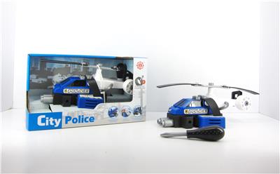 滑行功能DIY自装积木   城市警察直升机（不带人物） - OBL820157