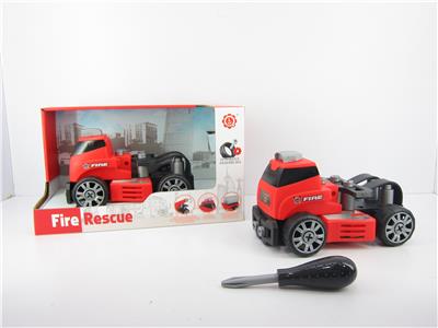 INERTIA FUNCTION DIY SELF-LOADING BUILDING BLOCKS FIRE RESCUE TRAILER (WITHOUT CHARACTERS) - OBL820169