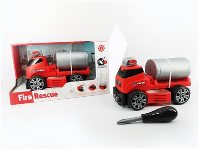 SLIDING FUNCTION WITH LIGHTING MUSIC DIY SELF-LOADING BUILDING BLOCKS FIRE RESCUE WATER TANKER (WITHOUT CHARACTERS) - OBL820191
