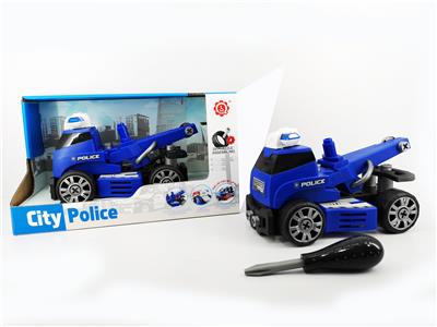 INERTIA FUNCTION WITH LIGHTING MUSIC DIY SELF-INSTALLED BUILDING BLOCKS CITY POLICE CRANE (WITHOUT CHARACTERS) - OBL820206
