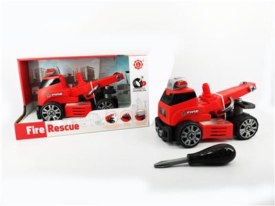 INERTIA FUNCTION WITH LIGHTING MUSIC DIY SELF-INSTALLED BUILDING BLOCKS FIRE RESCUE CRANE (WITHOUT CHARACTERS) - OBL820207