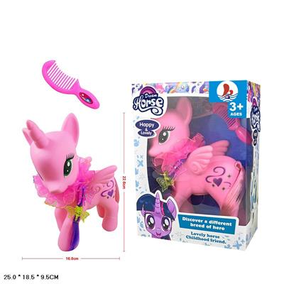 搪胶超大号爱心独角兽马带灯光音乐带梳子带花巾 - OBL822327