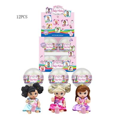 环保PVC透明球蛋加热塑膜12厘米萌萌BABY带奶瓶三款混装 12PCS - OBL822695