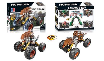 益智积木双宝箱回力4X4高脚霸王龙恐龙越野车（116PCS） - OBL823111