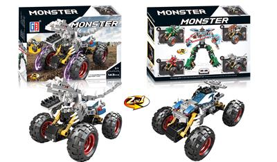 益智积木双宝箱回力4X4高脚暴虐暴龙野车（143PCS） - OBL823113