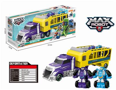 Purple large tractor + carriage + one flash deformation vehicle - OBL824093