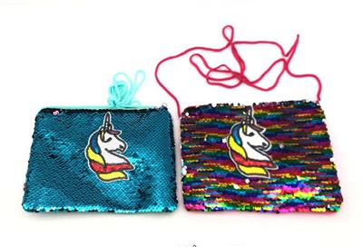 1 PACK 1 BAG 20.5 X 15CM UNICORN BEADED BAG - OBL827016