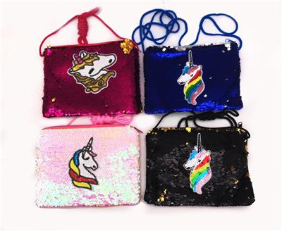 12 PACKS 1 BAG 20.5 X 15CM UNICORN BEADED TABLET BAG - OBL827017