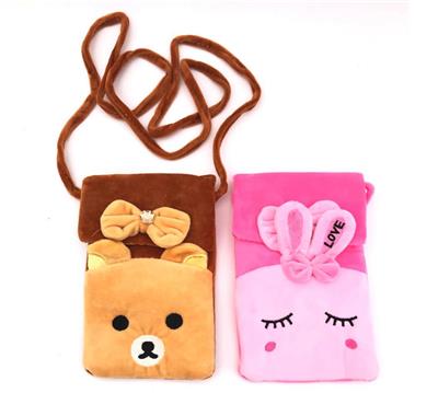 1 PACK 1 BAG OF VELVET CARTOON ANIMAL MOBILE PHONE BAG - OBL827023