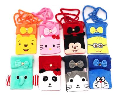12 PACKED 1 BAG OF VELVET CARTOON ANIMAL MOBILE PHONE BAG - OBL827024