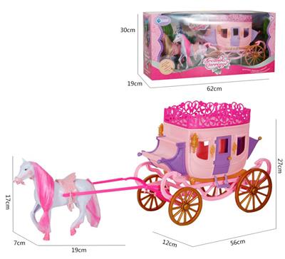 TWO BARBIE HORSES AND CARRIAGE - OBL828157