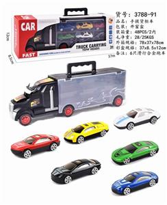 货柜滑行拖头车带6只滑行合金跑车 - OBL832459