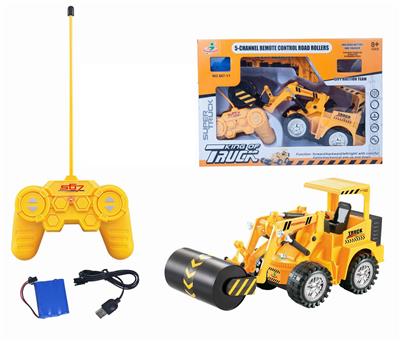 遥控特技灯光工程车（压路机、5通带七彩灯、配带3.6V充电电池和USB充电线) - OBL833243