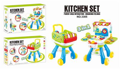 THREE-IN-ONE SHOPPING CART KITCHEN TABLE. - OBL834062