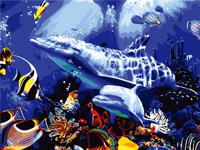 DIY digital oil painting Dolphin. - OBL834946