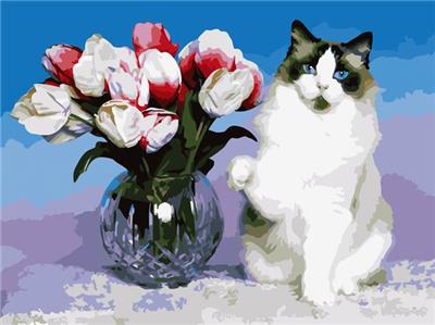DIY digital oil painting Big Flower Cat. - OBL834947