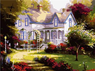 DIY digital oil painting European cottage. - OBL834950