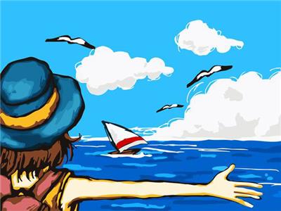 DIY digital oil painting to see the sea. - OBL834955
