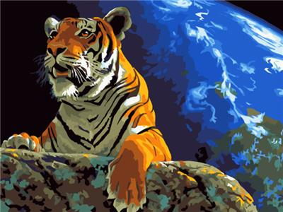 DIY DIGITAL OIL PAINTING LOOKING UP (TIGER) - OBL834957