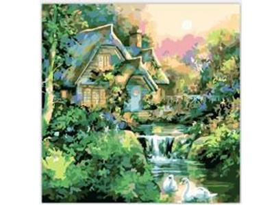 DIY DIGITAL OIL PAINTING SWAN GARDEN - OBL834992