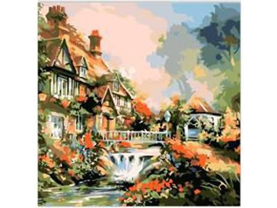 DIY DIGITAL OIL PAINTING SMALL BRIDGE VILLA - OBL834994
