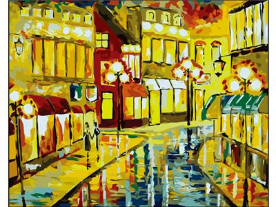 DIY Digital Oil Painting Night Street View. - OBL834997