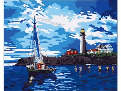 DIY Digital Oil Painting Island City Landscape. - OBL834999