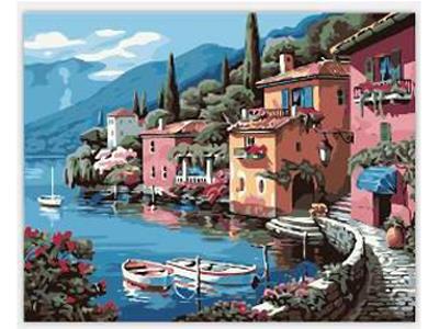 DIY Digital Oil Painting Lakeside Villa. - OBL835009