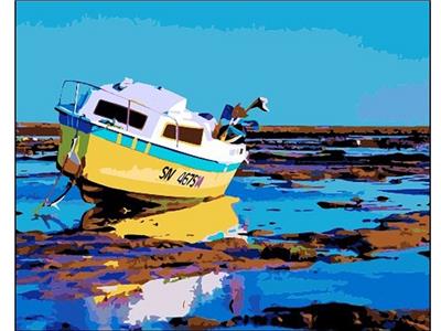 DIY digital oil painting sunset ship. - OBL835016