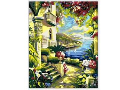 DIY Digital Oil Painting Seaside Pavilion. - OBL835054