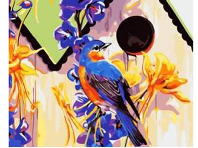 DIY DIGITAL OIL PAINTING FLOWERS AND BIRDS - OBL835070