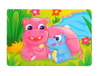 COLORED MOSAIC OF WOODEN HIPPO - OBL836894