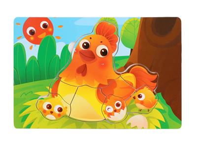 WOODEN CHICKEN COLORING PUZZLE - OBL836901