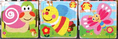 16 PIECE PUZZLES OF WOODEN INSECTS. - OBL836911