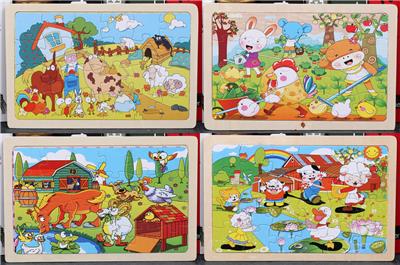 24 PIECES OF PUZZLES FOR WOODEN FARM ANIMALS. - OBL836914