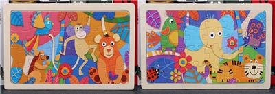 24 PIECE PUZZLES OF WOODEN ABSTRACT ANIMALS. - OBL836916