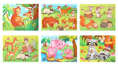 WOODEN 12 PIECES OF FOREST ANIMAL PUZZLES. - OBL836924