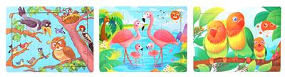 12 PIECES OF WOODEN BIRD PUZZLE - OBL836925