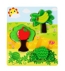 WOODEN THREE-DIMENSIONAL OVERLAY FRUIT PUZZLE. - OBL836930