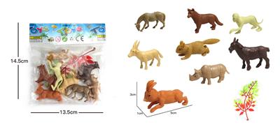 8款野生+1树叶    实心软胶动物套装 - OBL838749