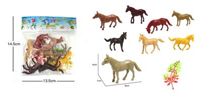 8款马+1树叶      实心软胶动物套装 - OBL838751