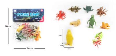 8款海洋+1树叶    实心软胶动物套装 - OBL838754